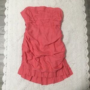 NWT SHAREEN Collections Beachy Peachy Hot Pink Ruched Bodycon Mini Dress 12